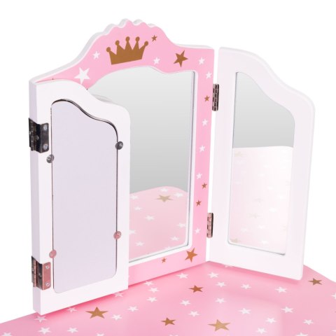 Duża toaletka zabawkowa dla dziewczynki potrójne lustro taboret szuflada ECOTOYS ECOTOYS
