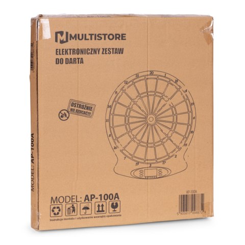 Elektroniczna tarcza do darta gry w rzutki lotki tablica LCD 38 cm 18 gier zestaw 6 rzutek MULTISTORE