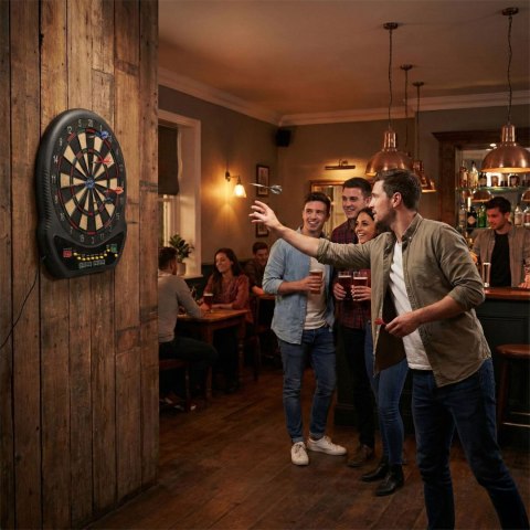 Elektroniczna tarcza do darta gry w rzutki lotki tablica LCD 48 cm 27 gier zestaw 12 rzutek MULTISTORE