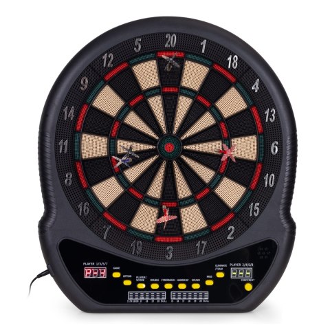 Elektroniczna tarcza do darta gry w rzutki lotki tablica LCD 48 cm 27 gier zestaw 12 rzutek MULTISTORE