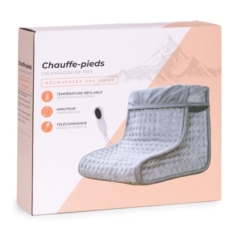 Elektryczny ogrzewacz do stóp z pilotem miękki but 10 poziomów grzania jasnoszary ModernHome ModernHome