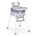 Fotelik krzesełko do karmienia dzieci 3w1 podwójna tacka 5-punktowe pasy szary ECOTOYS ECOTOYS