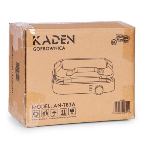 Gofrownica na 2 duże gofry nieprzywierająca powłoka regulacja temperatury 1200W KADEN KADEN