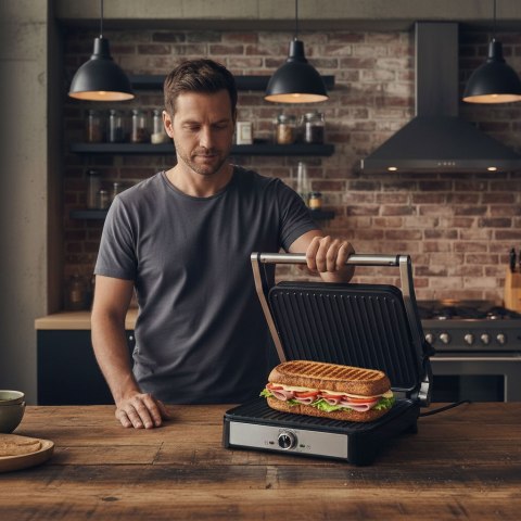 Grill elektryczny kontaktowy ryflowany opiekacz do panini kanapek 2000W KADEN KADEN