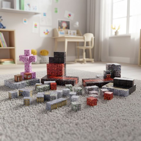 Klocki magnetyczne konstrukcyjne dla dzieci zestaw 160 elementów MULTISTORE