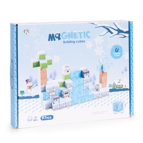 Klocki magnetyczne konstrukcyjne dla dzieci zestaw 97 elementów - Zima MULTISTORE