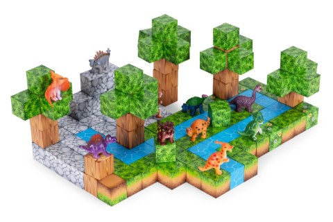 Klocki magnetyczne konstrukcyjne zestaw dla dzieci 142 elementy sześciany dinozaury MULTISTORE