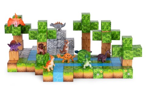 Klocki magnetyczne konstrukcyjne zestaw dla dzieci 142 elementy sześciany dinozaury MULTISTORE