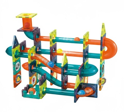 Klocki magnetyczne tor kulkowy LED klocki konstrukcyjne kulodrom 105 elementów MULTISTORE