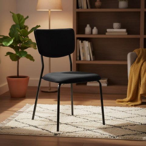 Komplet 4 krzeseł welurowych do jadalni i salonu czarne ModernHome ModernHome