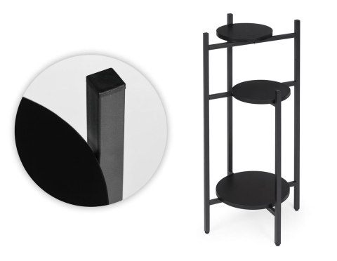 Kwietnik stojący stojak na kwiaty ozdoby 3 poziomy czarny ModernHome ModernHome