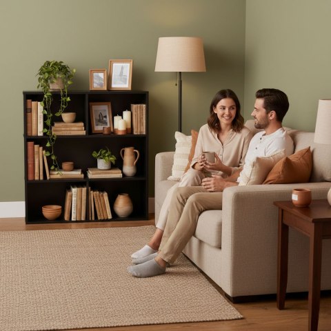 Nowoczesny regał stojący do salonu i sypialni 3 poziomy czarny ModernHome ModernHome