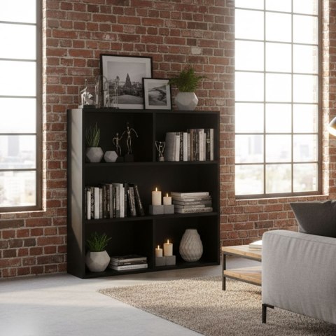 Nowoczesny regał stojący do salonu i sypialni 3 poziomy czarny ModernHome ModernHome