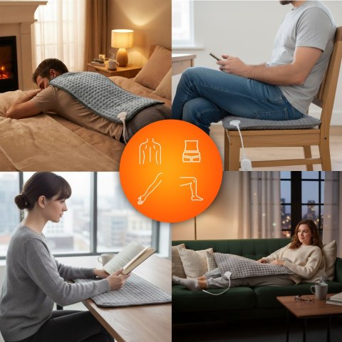 Poduszka elektryczna 60x30 cm mata grzewcza z pilotem 10 poziomów grzania 75W ModernHome ModernHome