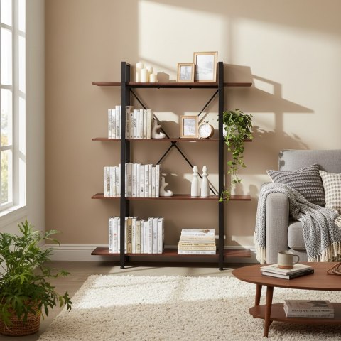 Regał loftowy industrialny do salonu biura 4 półki metalowa rama ModernHome ModernHome