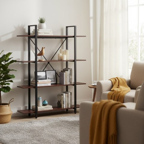 Regał loftowy industrialny do salonu biura 4 półki metalowa rama ModernHome ModernHome