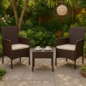 Zestaw mebli ogrodowych 2 fotele + stolik szkło hartowane brązowy MultiGarden MultiGarden
