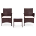 Zestaw mebli ogrodowych 2 fotele + stolik szkło hartowane brązowy MultiGarden MultiGarden