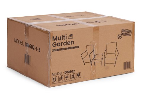 Zestaw mebli ogrodowych 2 fotele + stolik szkło hartowane brązowy MultiGarden MultiGarden