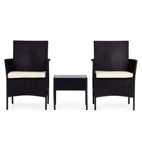 Zestaw mebli ogrodowych 2 fotele + stolik szkło hartowane czarny MultiGarden MultiGarden