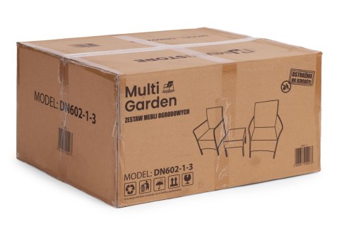 Zestaw mebli ogrodowych 2 fotele + stolik szkło hartowane czarny MultiGarden MultiGarden