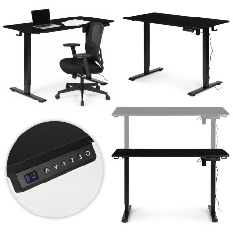 Biurko elektryczne regulowane 120x60 cm regulacja wysokości 72-117 cm czarne ModernHome ModernHome