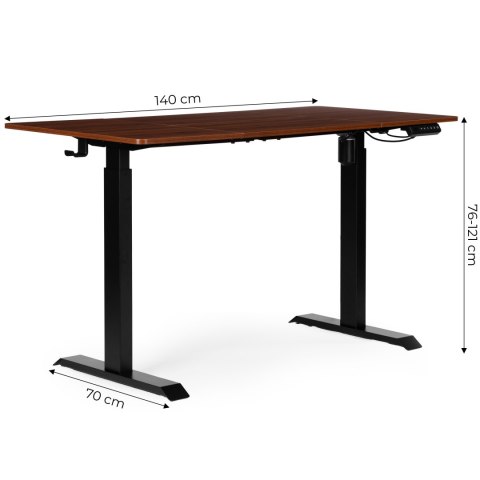 Biurko elektryczne regulowane 140x70 cm regulacja wysokości 76-121 cm ModernHome ModernHome
