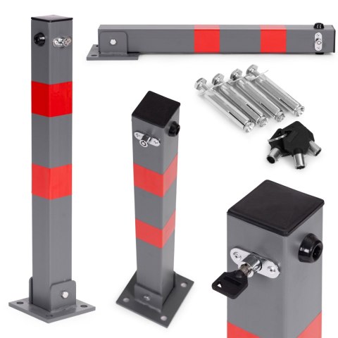 Blokada parkingowa składana słupek 60 cm na klucz z odblaskowymi pasami MULTISTORE
