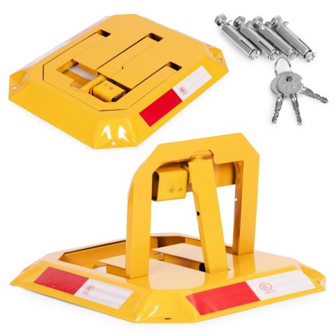 Blokada parkingowa składana zapora 30 cm na klucz z odblaskowymi pasami MULTISTORE