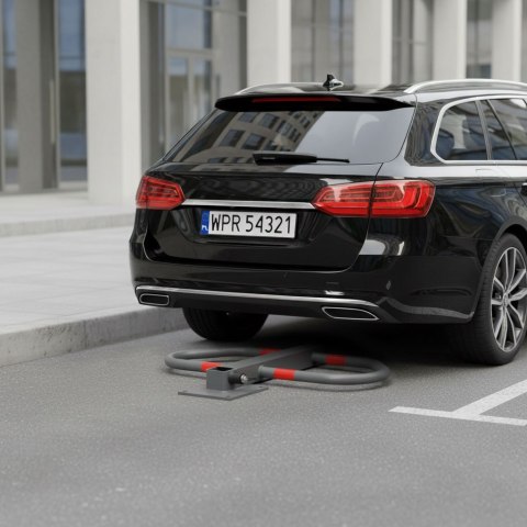 Blokada parkingowa składana zapora 50 cm na klucz z odblaskowymi pasami MULTISTORE