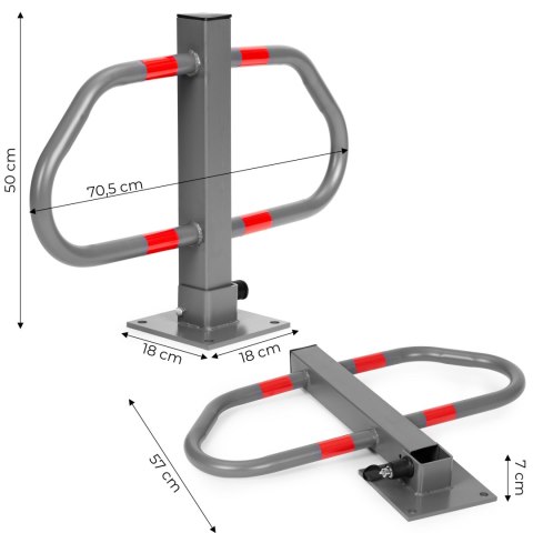 Blokada parkingowa składana zapora 50 cm na klucz z odblaskowymi pasami MULTISTORE