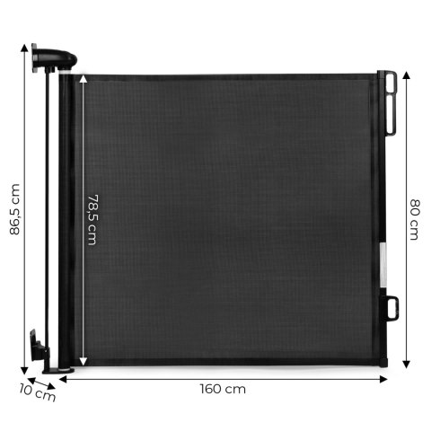 Bramka barierka roleta 160 cm ochronna zabezpieczająca na schody i drzwi czarna ECOTOYS ECOTOYS