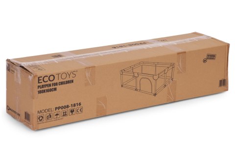 Kojec dla dziecka 180x160 cm suchy basen plac zabaw szary + torba ECOTOYS ECOTOYS