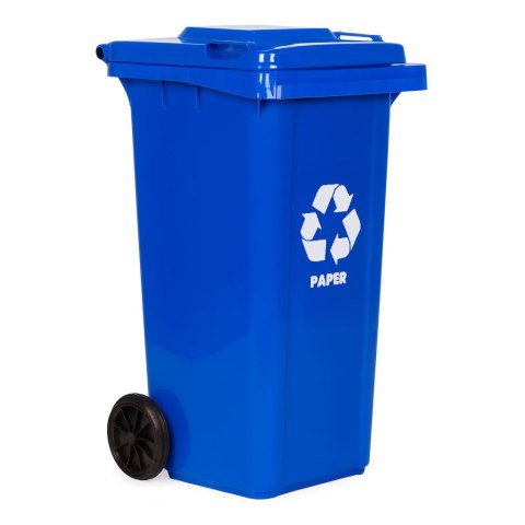 Kosz na śmieci pojemnik 120L kubeł śmietnik niebieski makulatura gumowe koła MULTISTORE