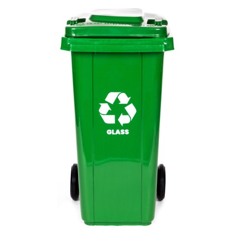 Kosz na smieci pojemnik 120L kubeł śmietnik zielony szkło gumowe koła MULTISTORE