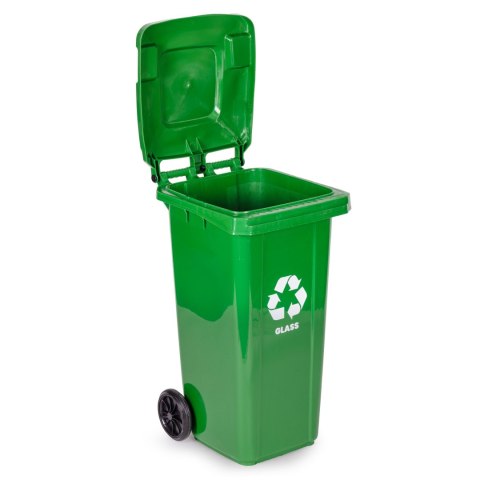 Kosz na smieci pojemnik 120L kubeł śmietnik zielony szkło gumowe koła MULTISTORE