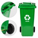 Kosz na smieci pojemnik 120L kubeł śmietnik zielony szkło gumowe koła MULTISTORE