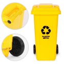 Kosz na smieci pojemnik 120L kubeł śmietnik żółty plastik gumowe koła MULTISTORE
