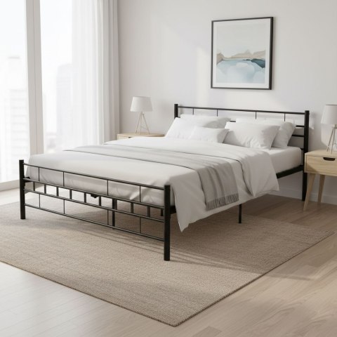 Łóżko metalowe 140x200 cm ze stelażem czarna rama ModernHome ModernHome