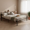 Łóżko metalowe 140x200 cm ze stelażem czarna rama ModernHome ModernHome
