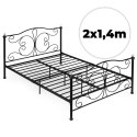 Łóżko metalowe 140x200 cm ze stelażem czarna rama kryształy ModernHome ModernHome