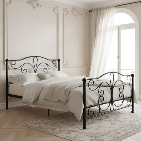 Łóżko metalowe 140x200 cm ze stelażem czarna rama kryształy ModernHome ModernHome