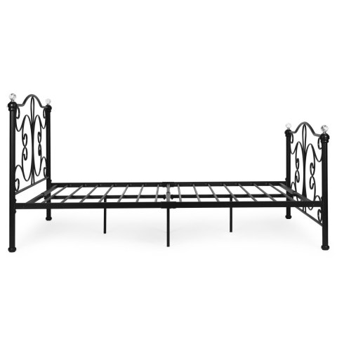Łóżko metalowe 140x200 cm ze stelażem czarna rama kryształy ModernHome ModernHome