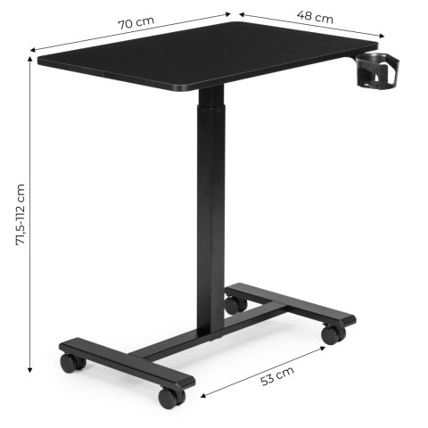 Mobilne biurko regulowane 70x48 cm stolik pod laptopa regulacja wysokości 71,5-112 cm czarne ModernHome ModernHome