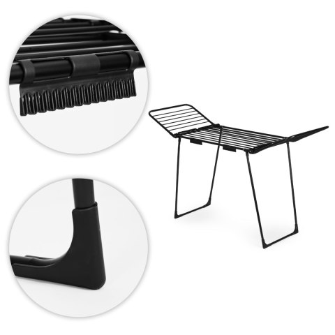 Suszarka na pranie odzież bieliznę stojąca 25 metrów 4 skrzydła składana czarna ModernHome