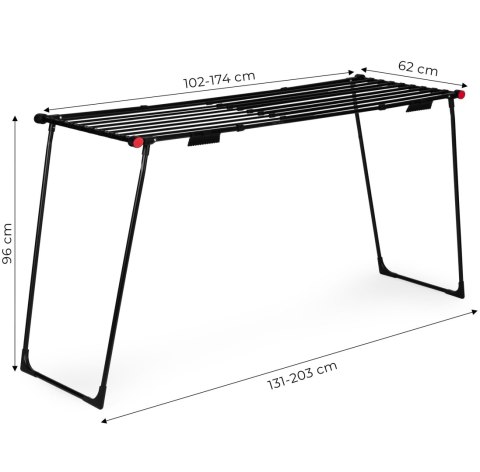 Suszarka na pranie stojąca rozsuwana teleskopowa 19 metrów składana czarna ModernHome