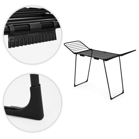 Suszarka na pranie stojąca rozsuwana teleskopowa 27 metrów składana czarna ModernHome