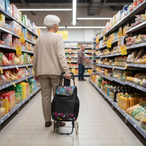 Wózek na zakupy torba 30 litrów ze składanym siedzeniem duże koła ModernHome ModernHome