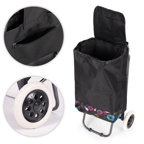 Wózek na zakupy torba 30 litrów ze składanym siedzeniem duże koła ModernHome ModernHome