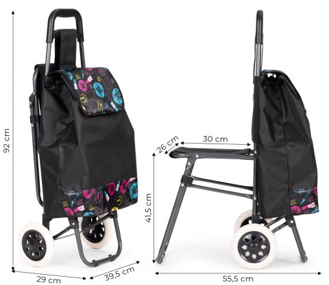 Wózek na zakupy torba 30 litrów ze składanym siedzeniem duże koła ModernHome ModernHome